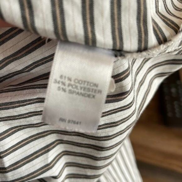 Striped Cotton Long Sleeve Button Down Shirt, Business, Casual, Travel, XS - Picture 6 of 7
